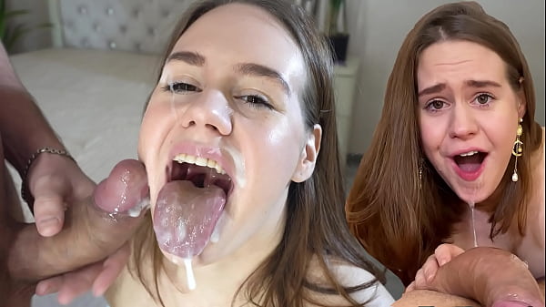 Passionate Blowjob & HUGE FACIAL & DIRTY TALK With College Babe Leria Glow